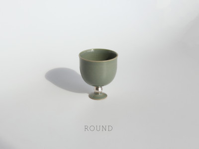 Silver painted celadon goblet _ Round