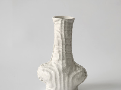 Corduroy long-necked vase