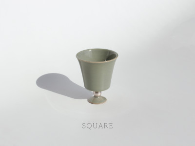 silver painted celadon goblet _ Square