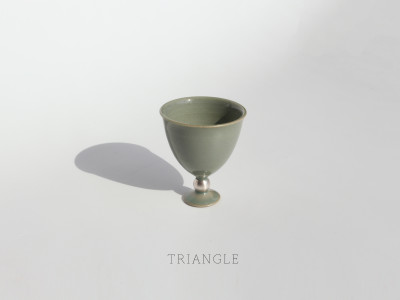 silver painted celadon goblet _ Triangle