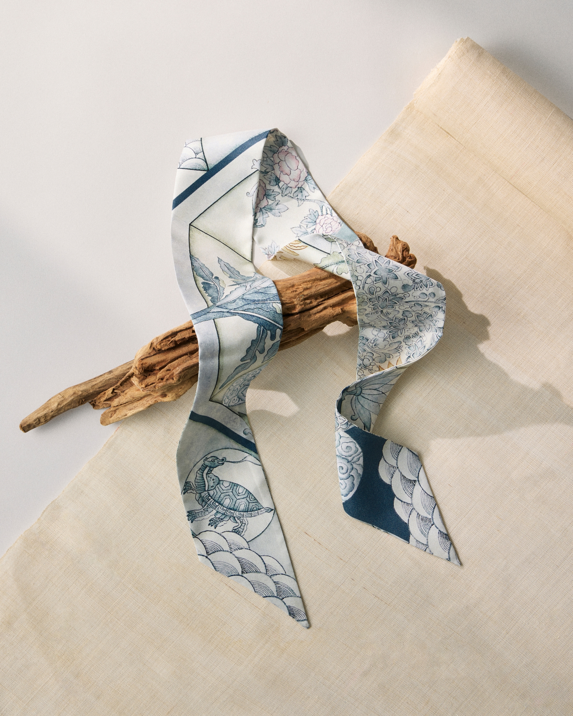 Happy Road  Premium Silk  Reversible Twilly - Image 2