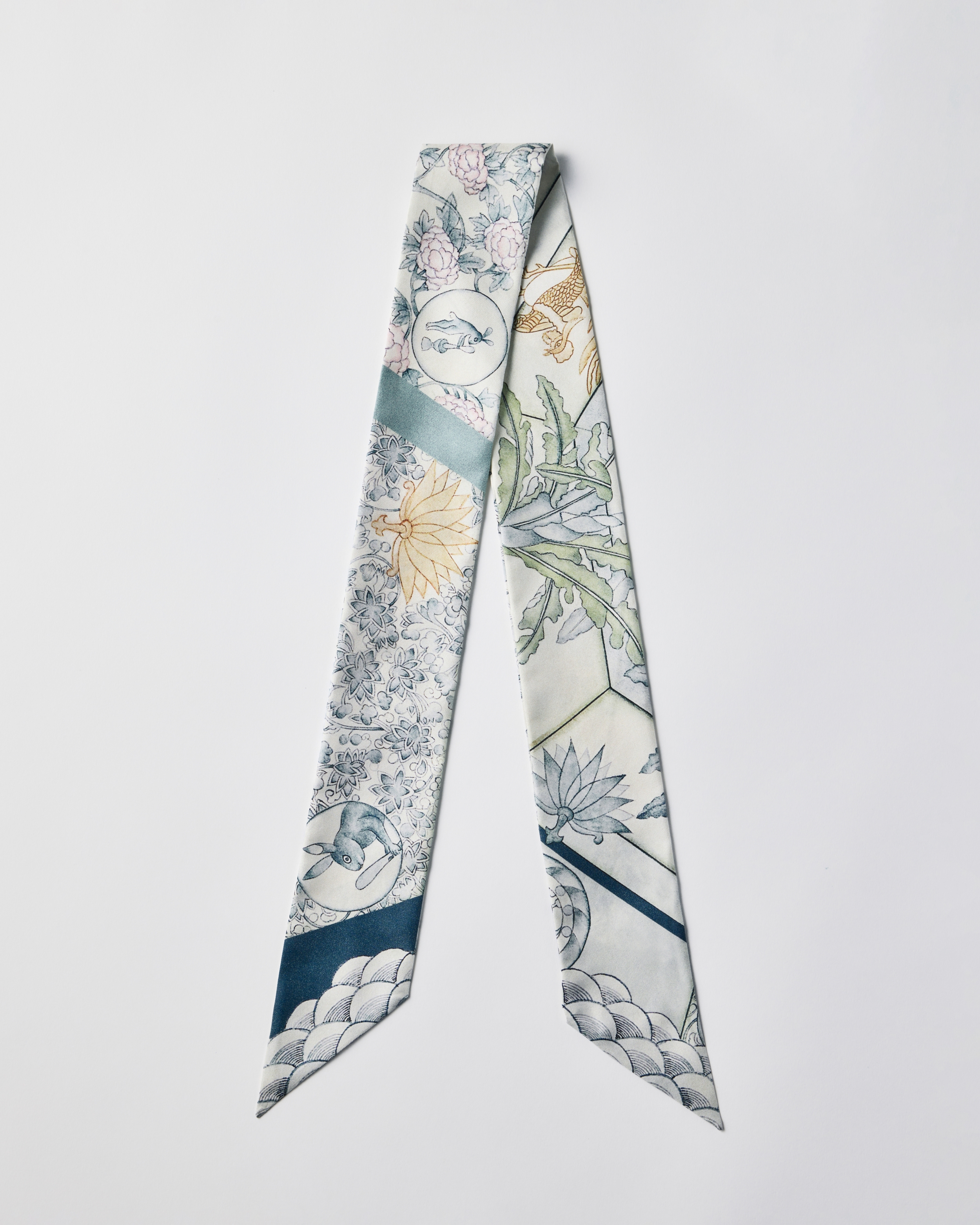 Happy Road  Premium Silk  Reversible Twilly - Image 5