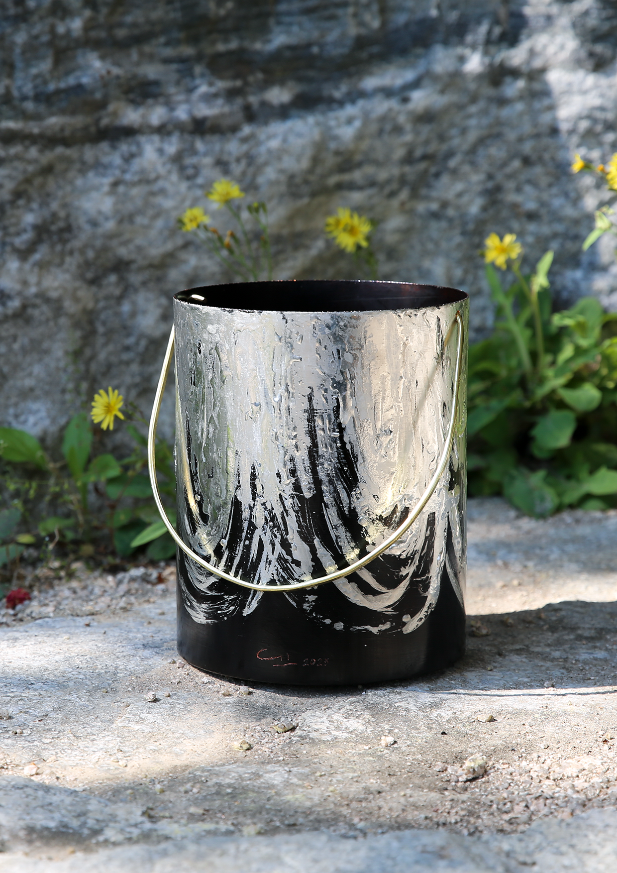 Black Wave Wine Bucket - lace pattern - Image 2